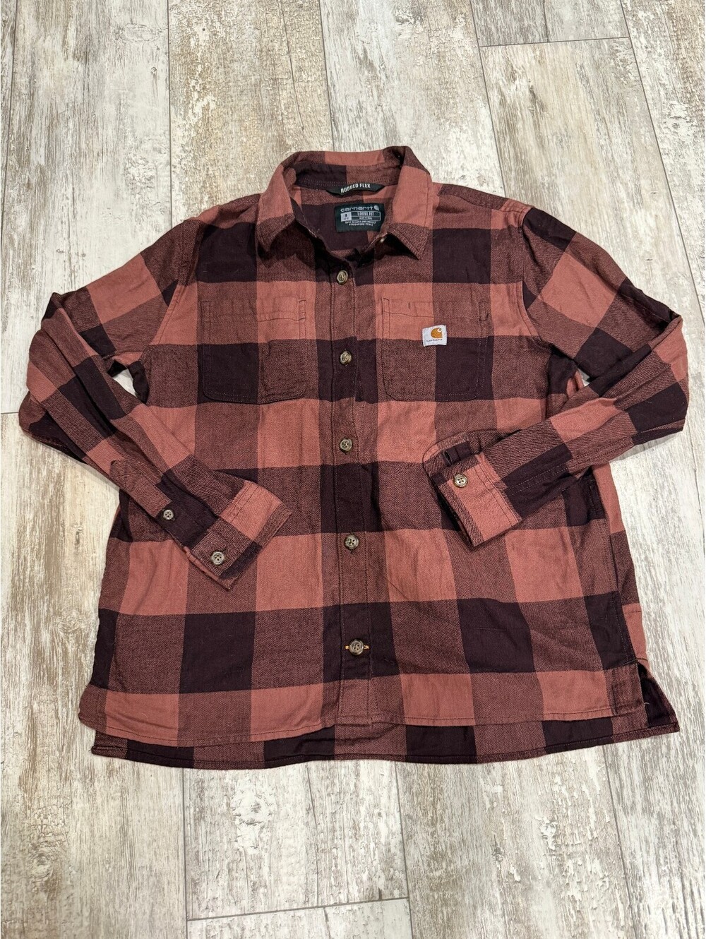 Carhartt Rugged Flex Mens S Plaid Flannel Shirt Loose Fit Workwear